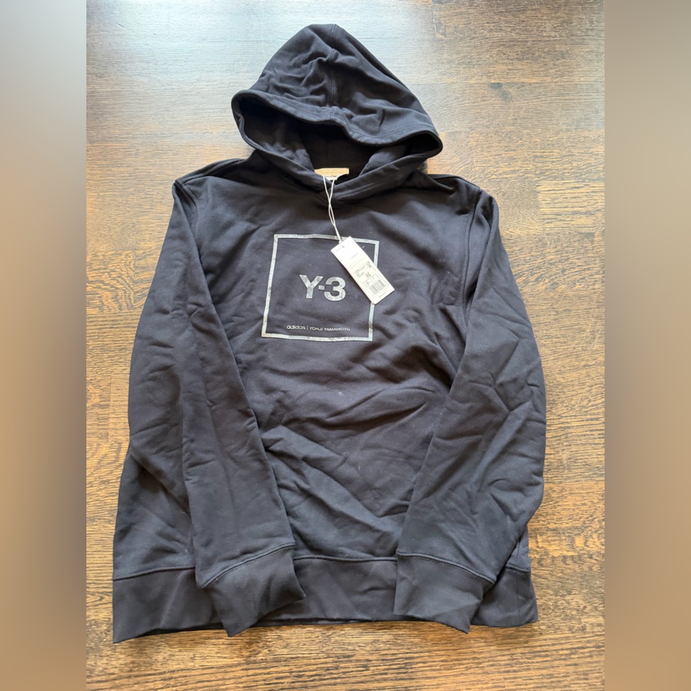 Y-3 Black Pullover Hoodie with Box Logo